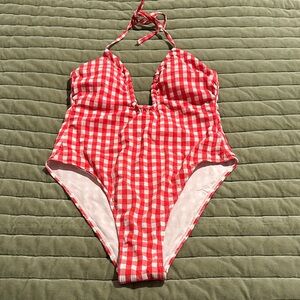 Women’s Red Gingham One-Piece Swimsuit